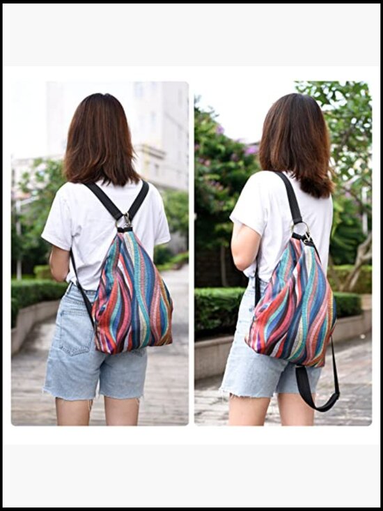 Bohemian Casual Daypack Backpack for Women Fashion Canvas Print Backpack Purse